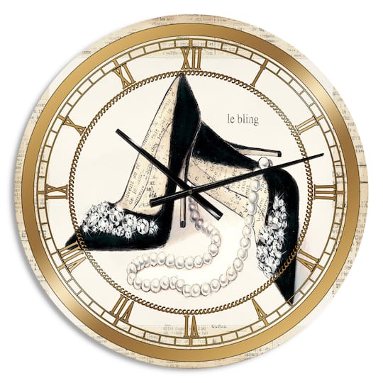 Designart Glamorous Black Diamond Stiletto I Glam Wall Clock